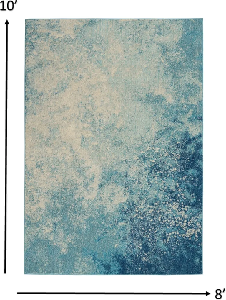 Light Blue and Ivory Abstract Sky Area Rug Photo 4