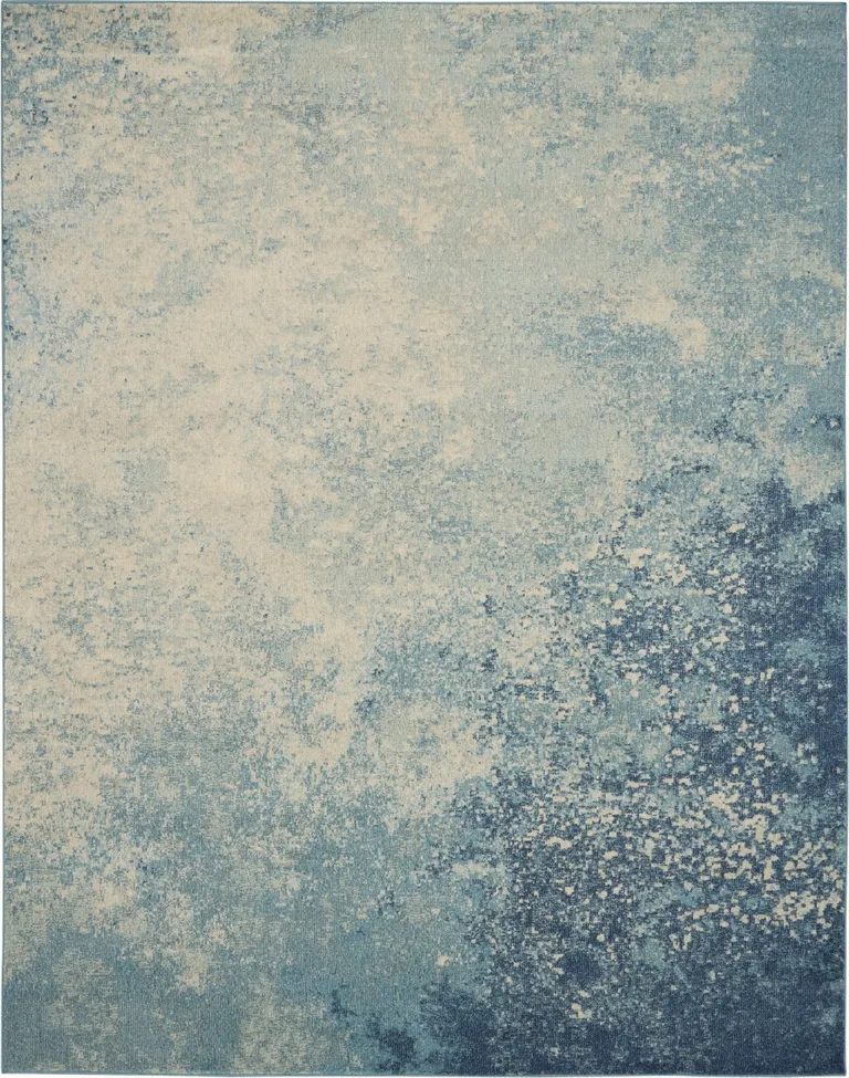 Light Blue and Ivory Abstract Sky Area Rug Photo 1