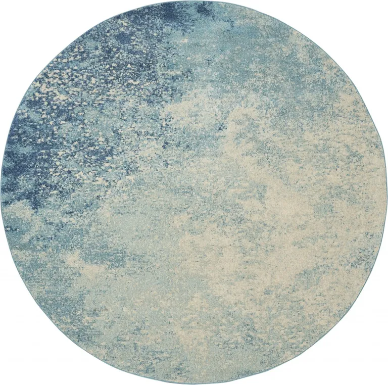 Light Blue and Ivory Abstract Sky Area Rug Photo 4