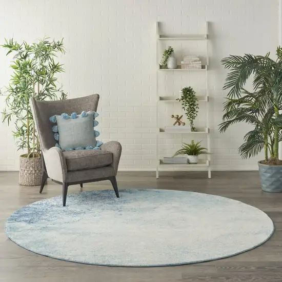 Light Blue and Ivory Abstract Sky Area Rug Photo 5