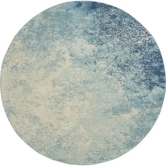 Light Blue and Ivory Abstract Sky Area Rug Photo 9