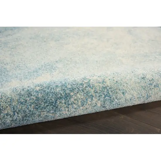 Light Blue and Ivory Abstract Sky Runner Rug Photo 3