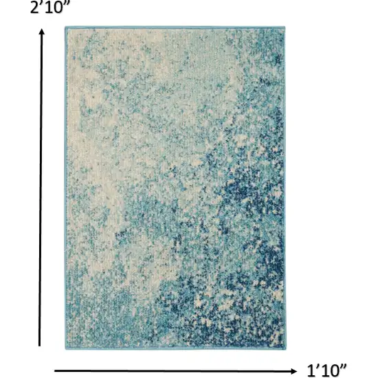 Light Blue and Ivory Abstract Sky Scatter Rug Photo 5