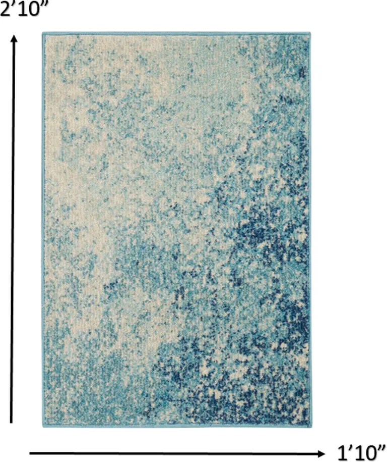 Light Blue and Ivory Abstract Sky Scatter Rug Photo 5