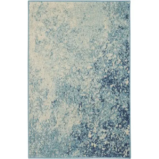 Ivory And Blue Abstract Power Loom Area Rug Photo 3