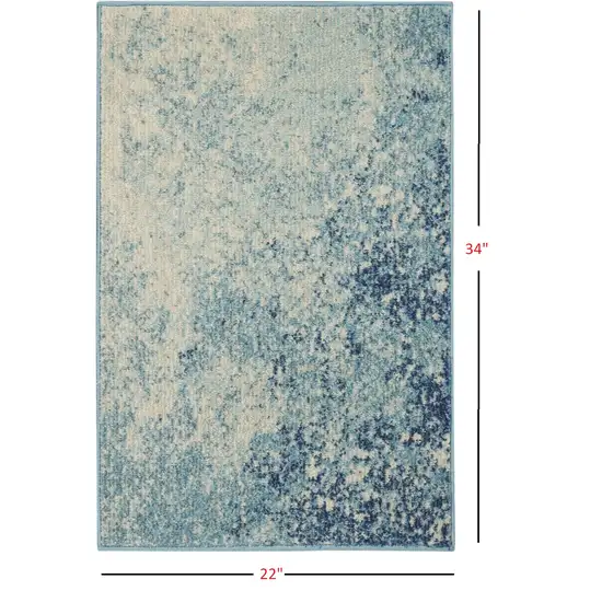 Light Blue and Ivory Abstract Sky Scatter Rug Photo 4