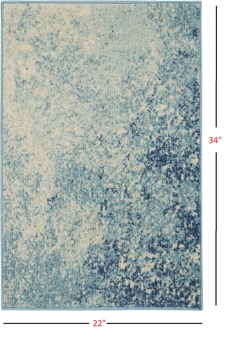 Light Blue and Ivory Abstract Sky Scatter Rug Photo 4