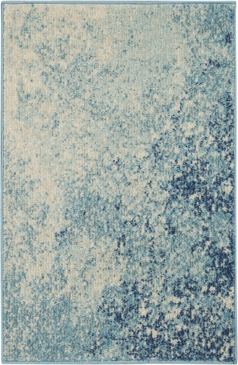 Light Blue and Ivory Abstract Sky Scatter Rug Photo 1