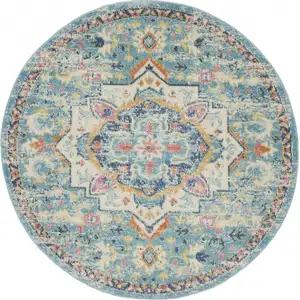 Photo of Light Blue and Ivory Distressed Area Rug