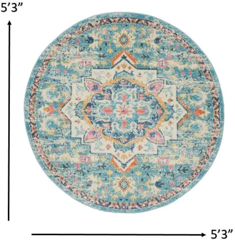 Light Blue and Ivory Distressed Area Rug Photo 5