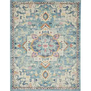 Photo of Light Blue and Ivory Distressed Area Rug