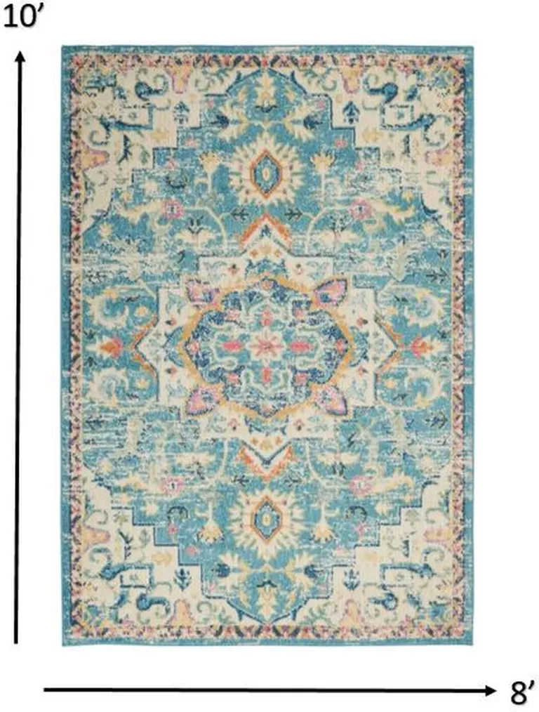 Light Blue and Ivory Distressed Area Rug Photo 5