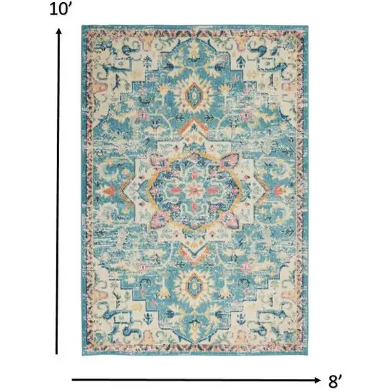 Light Blue and Ivory Distressed Area Rug Photo 5