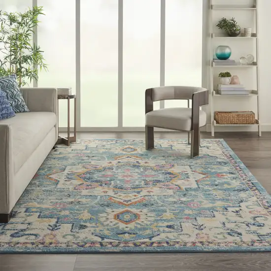 Blue And Ivory Dhurrie Area Rug Photo 6