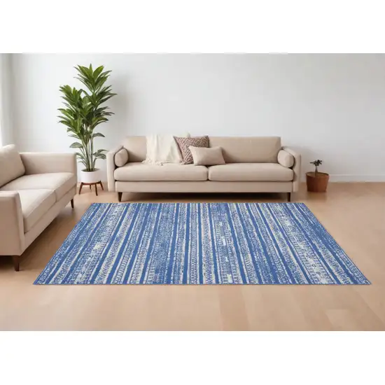 Light Blue Geometric Dhurrie Area Rug Photo 1