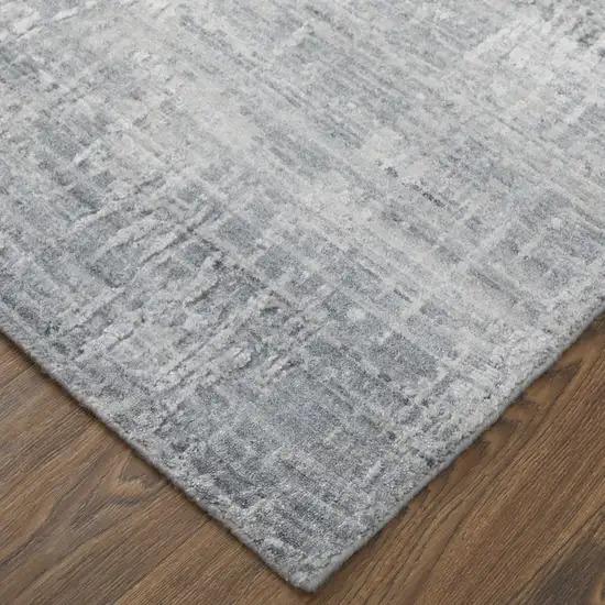 Light Blue and Silver Abstract Hand Woven Worn Faded Area Rug Photo 5