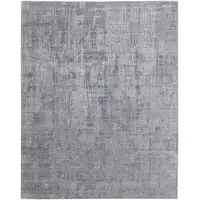 Photo of Light Blue and Silver Abstract Hand Woven Worn Faded Area Rug