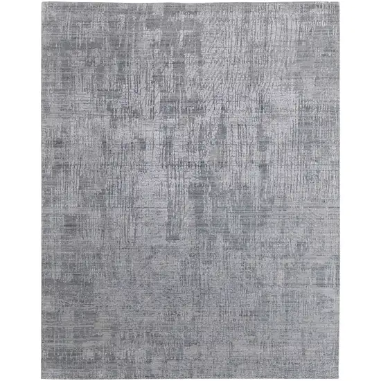 Light Blue and Silver Abstract Hand Woven Worn Faded Area Rug Photo 2