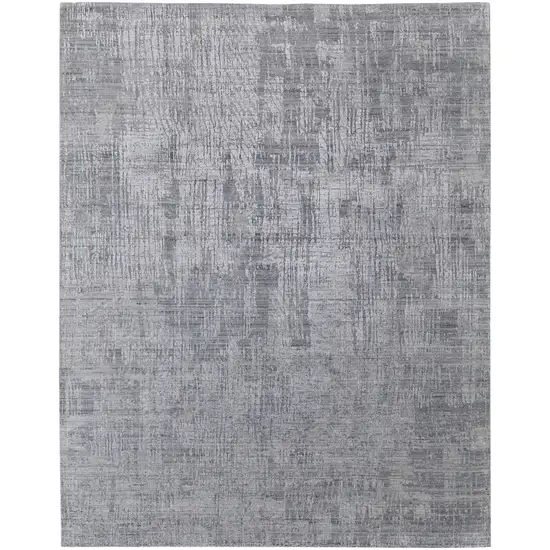 Light Blue and Silver Abstract Hand Woven Worn Faded Area Rug Photo 5