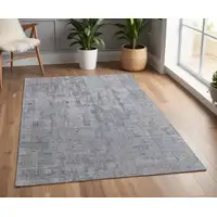 Photo of Light Blue and Silver Abstract Hand Woven Worn Faded Area Rug