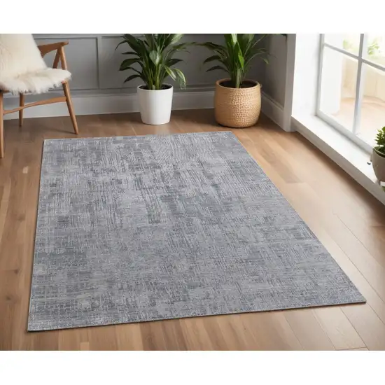 Light Blue and Silver Abstract Hand Woven Worn Faded Area Rug Photo 1