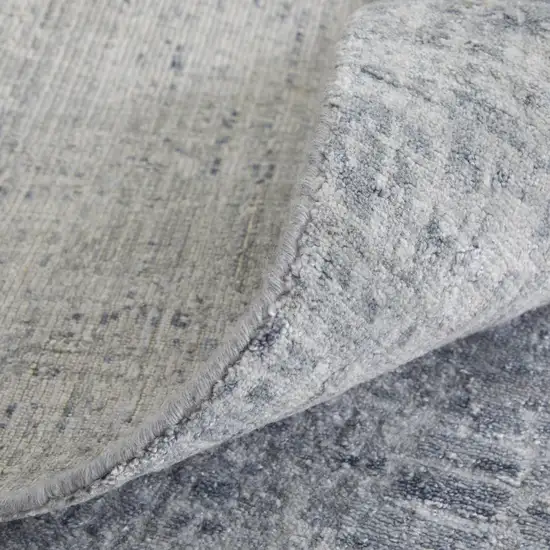 Light Blue and Silver Abstract Hand Woven Worn Faded Area Rug Photo 9