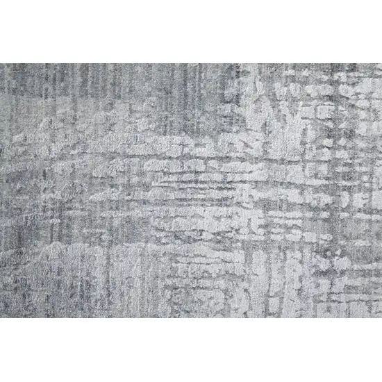 Light Blue and Silver Abstract Hand Woven Worn Faded Area Rug Photo 8