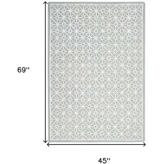 Light Blue and White Geometric Hand Tufted Area Rug Photo 10