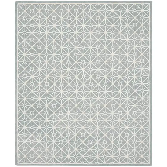 Light Blue and White Geometric Hand Tufted Area Rug Photo 1