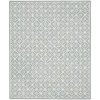 Photo of Light Blue and White Geometric Hand Tufted Area Rug