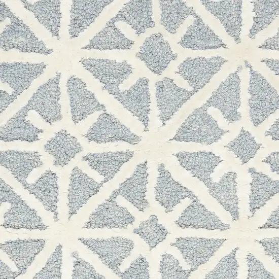 Light Blue and White Geometric Hand Tufted Area Rug Photo 9