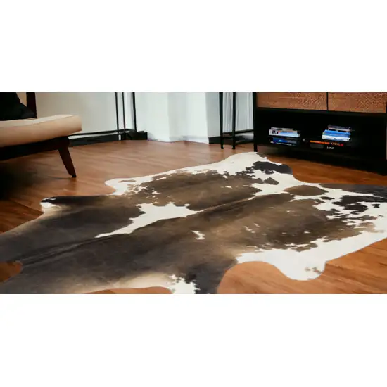 Light Brown and White Cowhide Hand Knotted Area Rug Photo 2