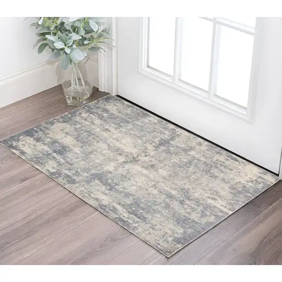 Light Gray and Blue Abstract Power Loom Area Rug Photo 1