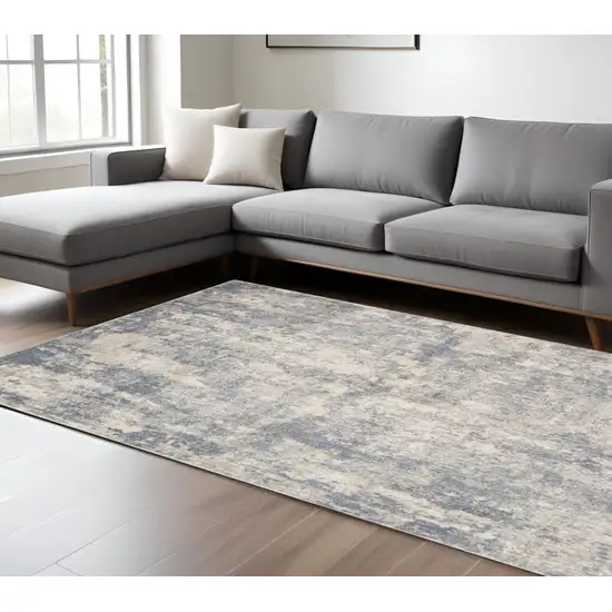 Light Gray and Blue Abstract Power Loom Area Rug Photo 1