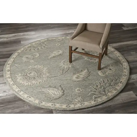 Light Gray Floral Area Rug Photo 6