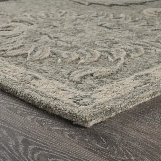 Light Gray Floral Area Rug Photo 3