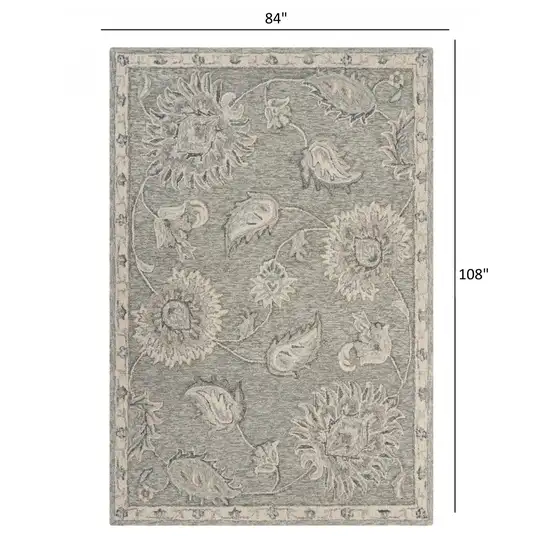 Light Gray Floral Area Rug Photo 6