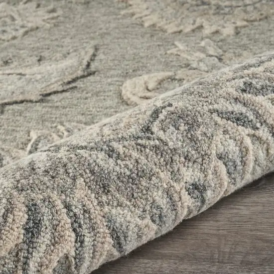 Light Gray Floral Area Rug Photo 3