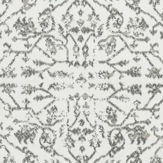 Light Gray Floral Power Loom Area Rug With Fringe Photo 7