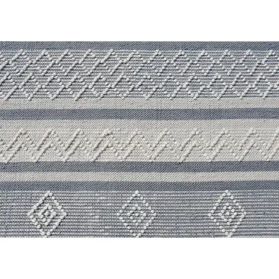 Light Gray and Dark Gray Geometric Hand Loomed Area Rug Photo 4