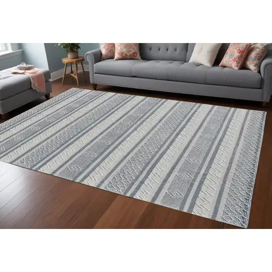 Light Gray and Dark Gray Geometric Hand Loomed Area Rug Photo 1