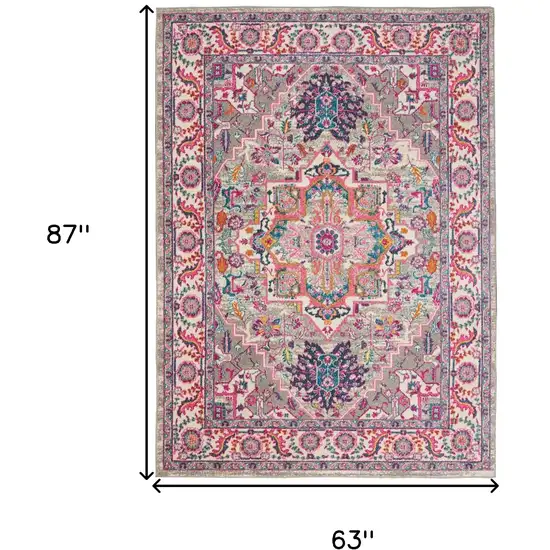 Pink And Gray Power Loom Area Rug Photo 9