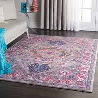 Photo of Light Gray and Pink Medallion Area Rug