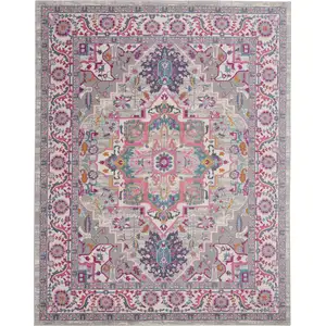 Photo of Light Gray and Pink Medallion Area Rug