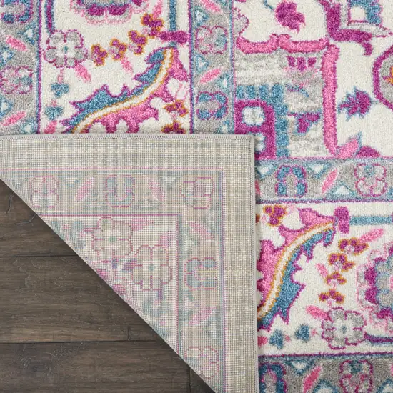 Light Gray And Pink Medallion Area Rug Photo 7