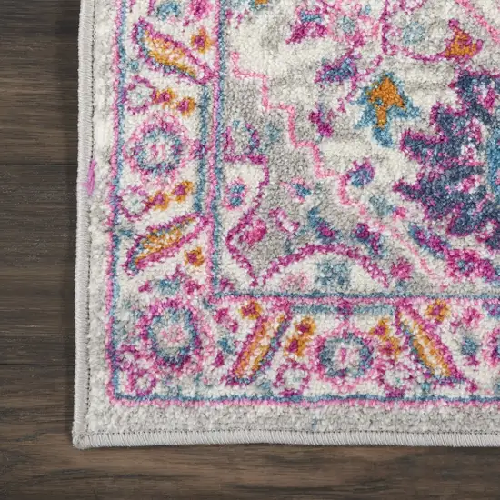 Light Gray and Pink Medallion Scatter Rug Photo 4