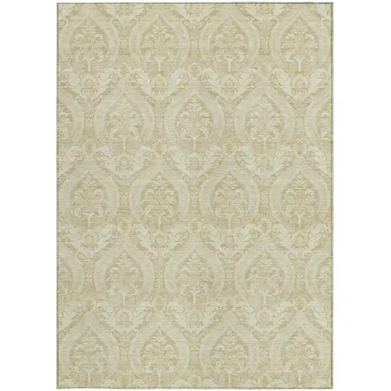 Light Green Damask Washable Non Skid Indoor Outdoor Area Rug Photo 5