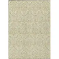 Photo of Light Green Damask Washable Non Skid Indoor Outdoor Area Rug