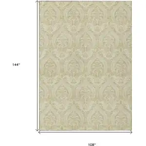 Photo of Light Green Damask Washable Non Skid Indoor Outdoor Area Rug