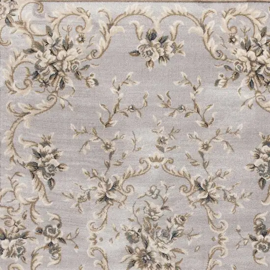 Light Grey Floral Indoor Area Rug Photo 7